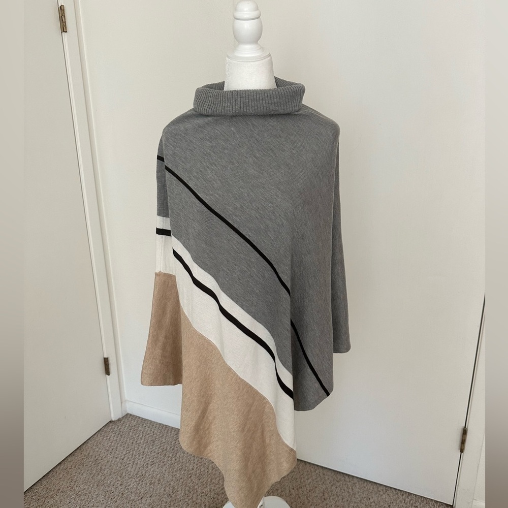 Calvin Klein Cowl Neck Poncho Tan Sz S/M